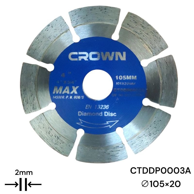 Алмазный отрезной диск CROWN 105 мм, сегментированный CTDDP0003A