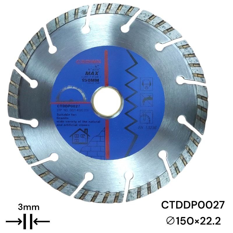 Алмазный отрезной диск CROWN 150 мм, турбосегментированный CTDDP0027