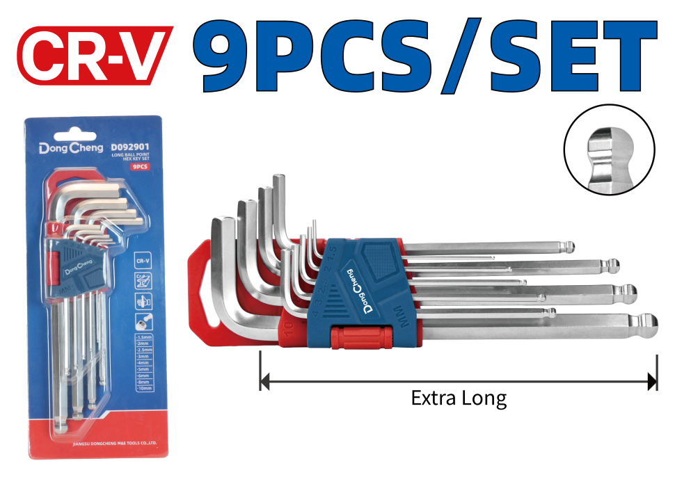 Набор сверхдлинных шаровых шестигранных ключей 9 шт HD092902