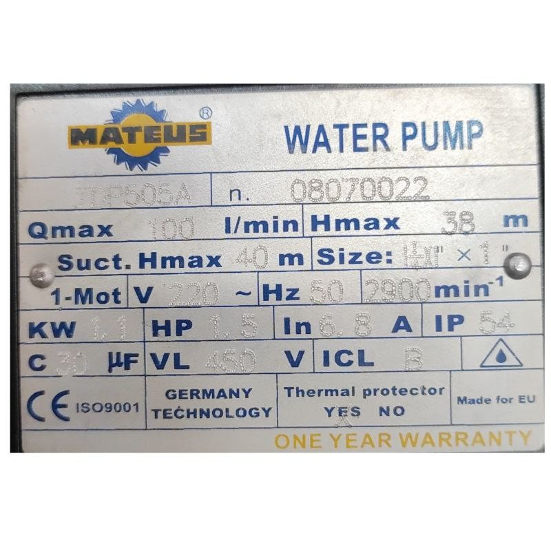 Насос самовсасывающий MATEUS TDP505A