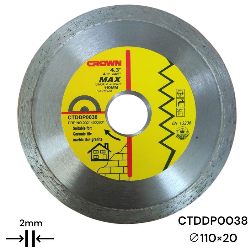 Алмазный отрезной диск CROWN 110 мм, сплошной CTDDP0038
