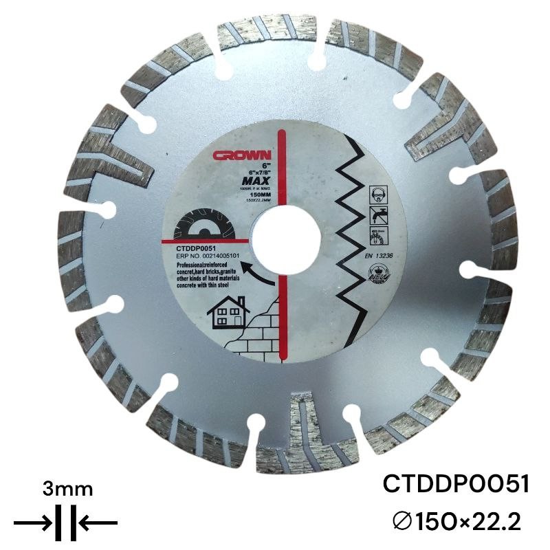 Алмазный отрезной диск CROWN 150 мм, турбосегментированный CTDDP0051