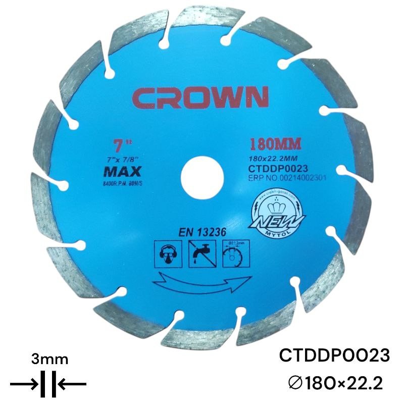 Алмазный отрезной диск CROWN 180 мм, сегментированный CTDDP0023